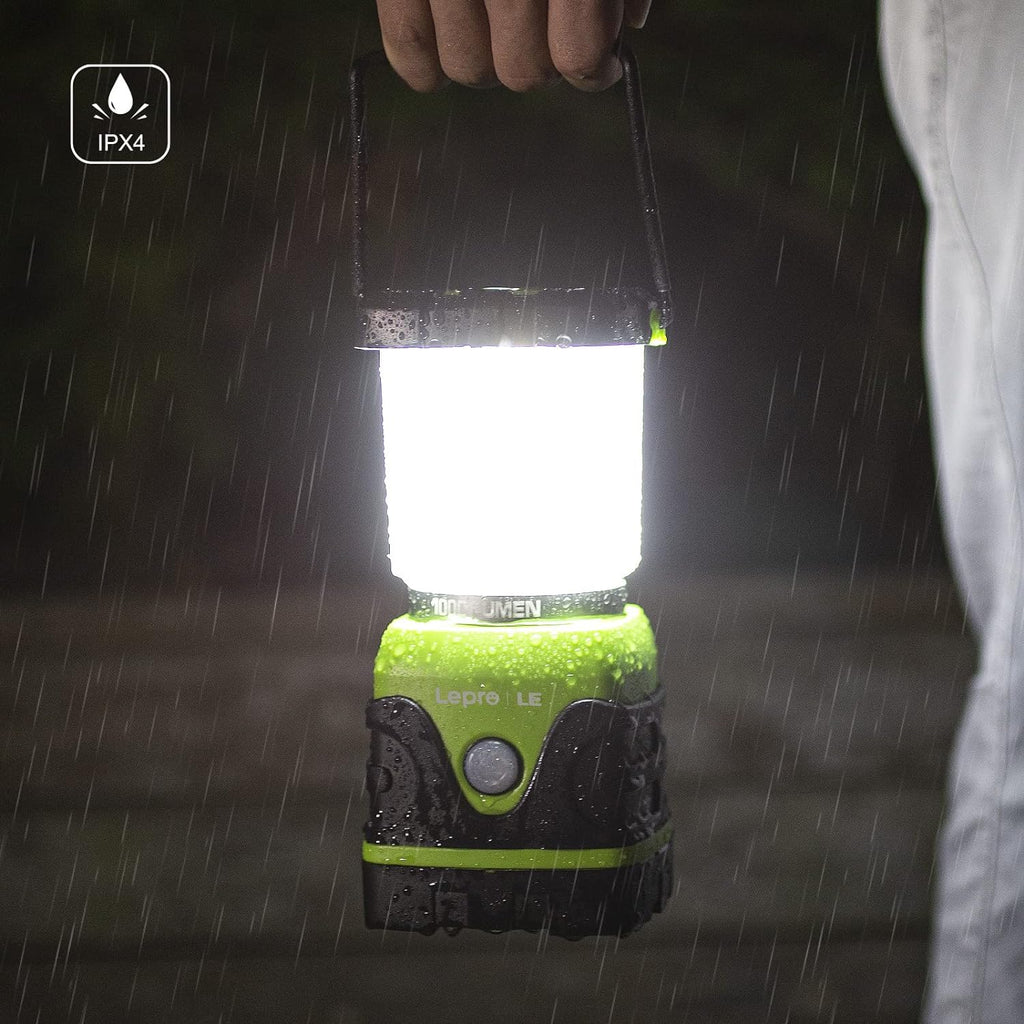 1000LM Battery Powered LED Camping Lantern, Green Tent Light with 4 Light Modes, Camping Essentials, Waterproof Lantern Flashlight for Camping, Emergency Light, Power Outages, Not Rechargeable