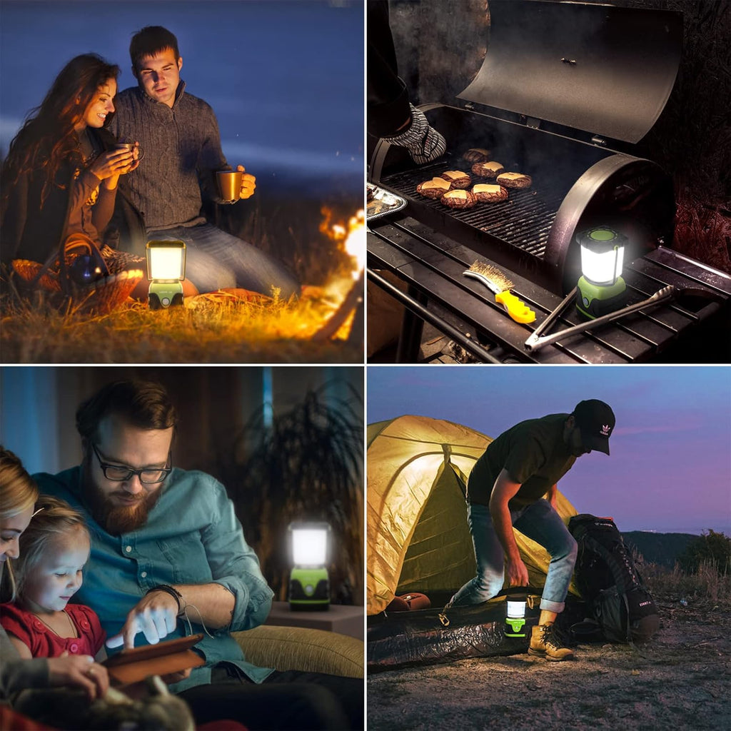 1000LM Battery Powered LED Camping Lantern, Green Tent Light with 4 Light Modes, Camping Essentials, Waterproof Lantern Flashlight for Camping, Emergency Light, Power Outages, Not Rechargeable